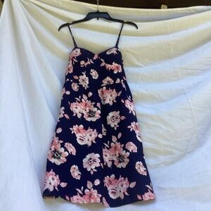 Band of Gypsies dark blue and pink floral dress, size medium